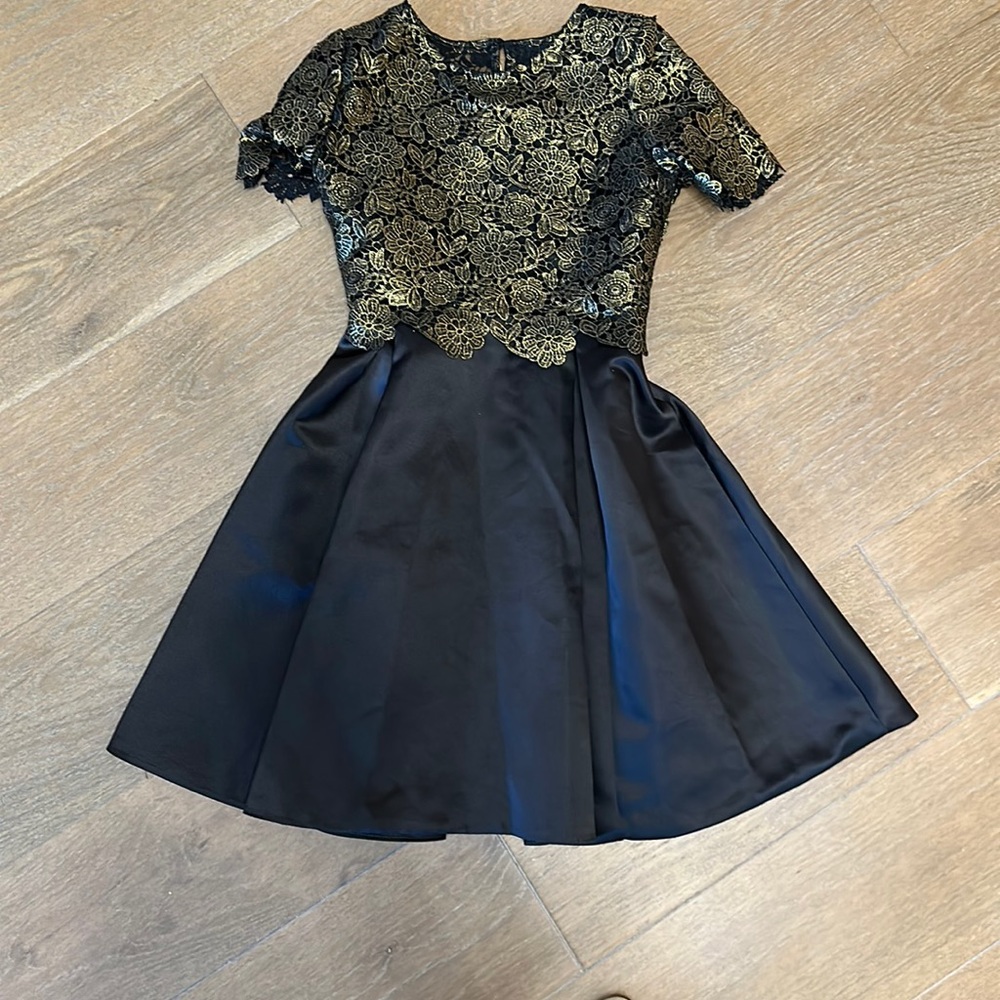 Chasing fireflies black gold dress size 10.